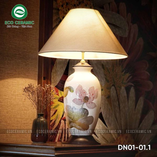  đèn ngủ gốm sứ họa tiết hoa Sen