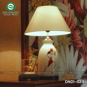 Đèn ngủ để bàn gốm sứ trắng Vũ điệu tình yêu