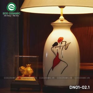 Đèn ngủ để bàn gốm sứ trắng Vũ điệu tình yêu