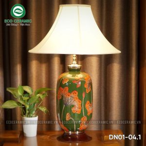Đèn ngủ để bàn gốm sứ cao cấp Sen Thu 1 Đèn ngủ để bàn gốm sứ cao cấp Sen thu Lục Lam