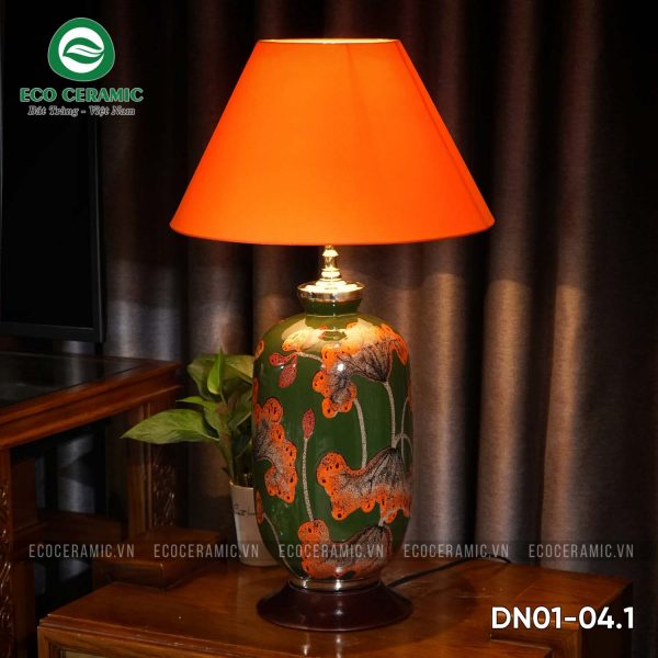  đèn ngủ gốm sứ họa tiết hoa Sen