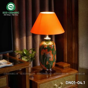 Đèn ngủ để bàn gốm sứ cao cấp Sen Thu 6 Đèn ngủ để bàn gốm sứ cao cấp Sen thu Lục Lam