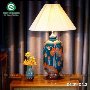 Đèn ngủ để bàn gốm sứ cao cấp Sen Thu 7 Đèn ngủ để bàn gốm sứ cao cấp Sen thu Lục Lam