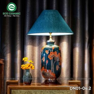 Đèn ngủ để bàn gốm sứ cao cấp Sen Thu 11 Đèn ngủ để bàn gốm sứ cao cấp Sen thu Lục Lam