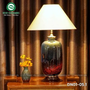 Đèn ngủ để bàn gốm sứ hỏa biến Hỏa Thạch Kim Sa 2 Đèn ngủ để bàn gốm sứ cao cấp hỏa biến Hỏa Thạch Kim Sa