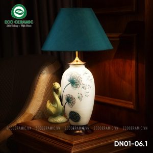 Đèn ngủ để bàn gốm sứ cao cấp Bồ Công Anh trắng 2 Đèn ngủ để bàn gốm sứ Bồ Công Anh trắng