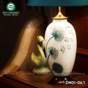 Đèn ngủ để bàn gốm sứ cao cấp Bồ Công Anh trắng 3 Đèn ngủ để bàn gốm sứ Bồ Công Anh trắng