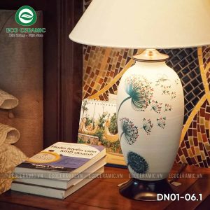 Đèn ngủ để bàn gốm sứ cao cấp Bồ Công Anh trắng 5 Đèn ngủ để bàn gốm sứ Bồ Công Anh trắng