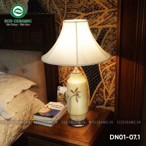 Đèn ngủ để bàn gốm sứ cao cấp Diên Liên Hoàng Thổ