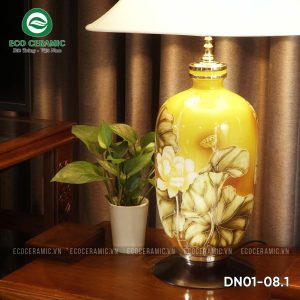 Đèn ngủ để bàn gốm sứ cao cấp Diệp Liên Hoàng Bào 3 Đèn ngủ để bàn gốm sứ cao cấp Vườn Hồng Hoàng Gia