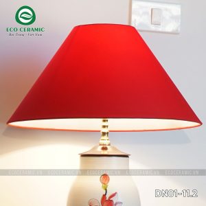 Đèn ngủ để bàn gốm sứ cao cấp Hồng Liên Thanh Tịnh dáng cao 3 Đèn ngủ để bàn gốm sứ cao cấp hồng liên thanh tịnh dáng cao