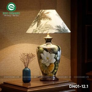 Đèn ngủ để bàn gốm sứ cao cấp Bạch Liên Hoa 2 Đèn ngủ để bàn gốm sứ cao cấp Bạch Liên Hoa