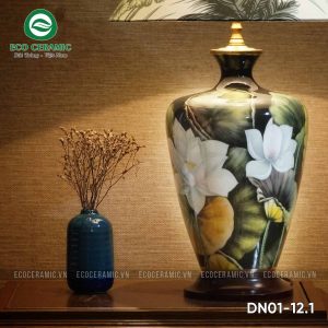 Đèn ngủ để bàn gốm sứ cao cấp Bạch Liên Hoa 4 Đèn ngủ để bàn gốm sứ cao cấp Bạch Liên Hoa