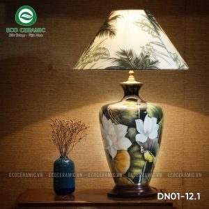 Đèn ngủ để bàn gốm sứ cao cấp Bạch Liên Hoa 1 Đèn ngủ để bàn gốm sứ cao cấp Bạch Liên Hoa