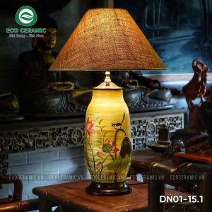 Đèn ngủ để bàn gốm sứ Hồng Liên Hoàng Thổ 1 Đèn ngủ để bàn gốm sứ Hồng Liên Hoàng Thổ