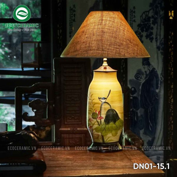  đèn ngủ gốm sứ họa tiết hoa Sen