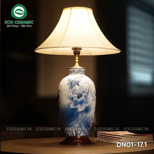  đèn ngủ gốm sứ họa tiết hoa Sen