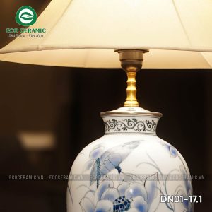 Đèn ngủ để bàn gốm sứ cao cấp Lục Liên thanh tịnh