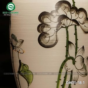 Đèn ngủ để bàn gốm sứ cao cấp Sen xanh 3 Đèn ngủ để bàn gốm sứ cao cấp Sen xanh