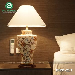 Đèn ngủ để bàn gốm sứ cao cấp Hoa dây 1 Đèn ngủ để bàn gốm sứ cao cấp Hoa dây