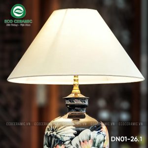 Đèn ngủ để bàn gốm sứ cao cấp Hồng Liên Hắc Họa 2 Đèn ngủ để bàn gốm sứ cao cấp Hồng Liên Hắc Họa