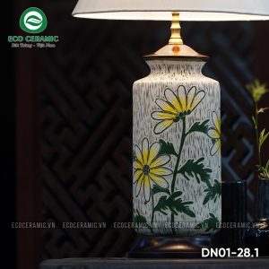 Đèn ngủ để bàn gốm sứ cao cấp Cúc Họa 2 Đèn ngủ để bàn gốm sứ cao cấp Cúc Họa