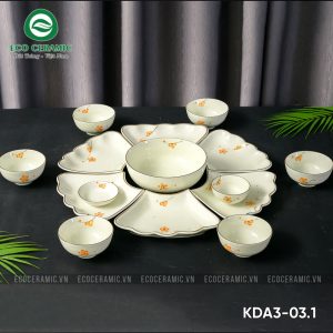Bộ bát đĩa hoa mặt trời Hoa Đào Cam cánh lượn 2 bo bat dia hoa mat troi hoa dao cam canh luon 1 KDA3 03.1