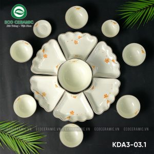 Bộ bát đĩa hoa mặt trời Hoa Đào Cam cánh lượn 1 bo bat dia hoa mat troi hoa dao cam canh luon 3 KDA3 03.1