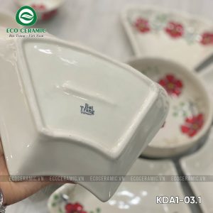 Bộ bát đĩa hoa mặt trời Hoa Mai Đỏ cánh lượn 4 bo bat dia hoa mat troi hoa mai do 15 mon 3 KDA1 03.1
