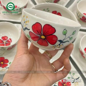 Bộ bát đĩa hoa mặt trời Hoa Mai Đỏ cánh lượn 1 bo bat dia hoa mat troi hoa mai do 15 mon 4 KDA1 03.1