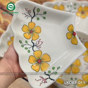Bộ bát đĩa hoa mặt trời Hoa Mai Vàng cánh lượn 2 bo bat dia hoa mat troi hoa mai vang 15 mon 4 KDA1 01.1