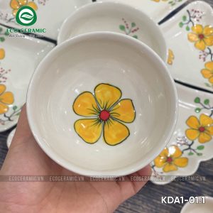 Bộ bát đĩa hoa mặt trời Hoa Mai Vàng cánh lượn 4 bo bat dia hoa mat troi hoa mai vang 15 mon 5 KDA1 01.1