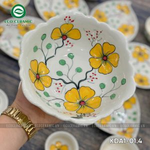 Bộ bát đĩa hoa mặt trời Hoa Mai Vàng 6 cánh lá xoài 4 bo bat dia hoa mat troi hoa mai vang 6 canh la xoai 7 KDA1 01.4