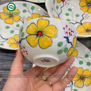 Bộ bát đĩa hoa mặt trời Hoa Mai Vàng 6 cánh lá xoài 3 bo bat dia hoa mat troi hoa mai vang 6 canh la xoai 8 KDA1 01.4