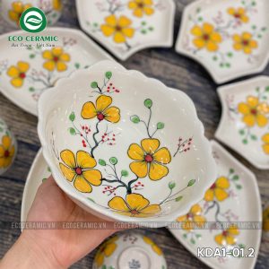 Bộ bát đĩa hoa mặt trời Hoa Mai Vàng cánh thoi 3 bo bat dia hoa mat troi hoa mai vang canh thoi 2 KDA1 01.2