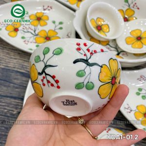 Bộ bát đĩa hoa mặt trời Hoa Mai Vàng cánh thoi 4 bo bat dia hoa mat troi hoa mai vang canh thoi 3 KDA1 01.2