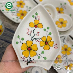 Bộ bát đĩa hoa mặt trời Hoa Mai Vàng cánh thoi 2 bo bat dia hoa mat troi hoa mai vang canh thoi 4 KDA1 01.2