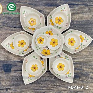 Bộ bát đĩa hoa mặt trời Hoa Mai Vàng cánh thoi 1 bo bat dia hoa mat troi hoa mai vang canh thoi 5 KDA1 01.2