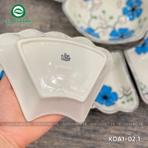 Bộ bát đĩa hoa mặt trời Hoa Mai Xanh cánh lượn 6 bo bat dia hoa mat troi hoa mai xanh 15 mon 3 KDA1 01.2