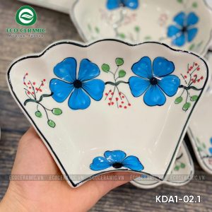 Bộ bát đĩa hoa mặt trời Hoa Mai Xanh cánh lượn 5 bo bat dia hoa mat troi hoa mai xanh 15 mon 5 KDA1 01.2