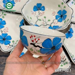 Bộ bát đĩa hoa mặt trời Hoa Mai Xanh cánh lượn 3 bo bat dia hoa mat troi hoa mai xanh 15 mon 6 KDA1 01.2