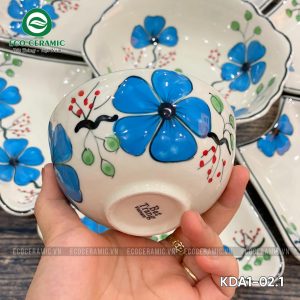 Bộ bát đĩa hoa mặt trời Hoa Mai Xanh cánh lượn 2 bo bat dia hoa mat troi hoa mai xanh 15 mon 7 KDA1 01.2