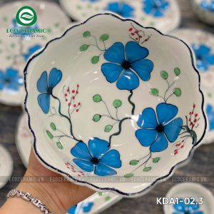 Bộ bát đĩa hoa mặt trời Hoa Mai Xanh 4 cánh tim 1 bo bat dia hoa mat troi hoa mai xanh 4 canh tim 2 KDA1 02.3