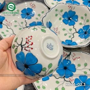Bộ bát đĩa hoa mặt trời Hoa Mai Xanh 4 cánh tim 4 bo bat dia hoa mat troi hoa mai xanh 4 canh tim 4 KDA1 02.3