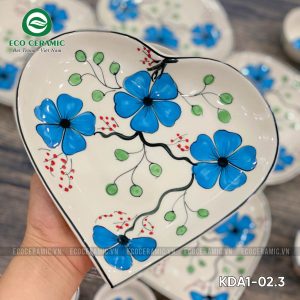 Bộ bát đĩa hoa mặt trời Hoa Mai Xanh 4 cánh tim 2 bo bat dia hoa mat troi hoa mai xanh 4 canh tim 6 KDA1 02.3