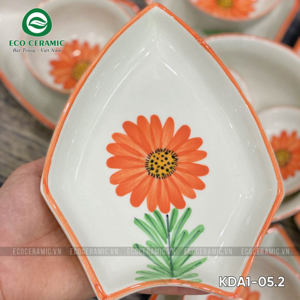 Bộ bát đĩa hoa mặt trời Hoa Cúc Cam cánh thoi 7 bo bat dia hoa mat troi hoa mai xanh canh thoi 5 KDA1 05.2