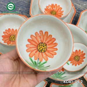 Bộ bát đĩa hoa mặt trời Hoa Cúc Cam cánh thoi 3 bo bat dia hoa mat troi hoa mai xanh canh thoi 6 KDA1 05.2