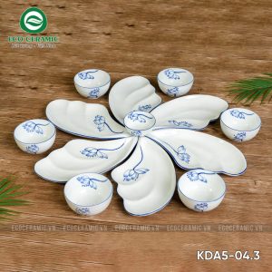 Bộ bát đĩa hoa mặt trời Hoa Sen men trắng cánh tiên 1 bo bat dia hoa mat troi hoa sen lam men trang canh tien 1 KDA5 04.3