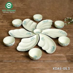 Bộ bát đĩa hoa mặt trời Hoa Sen Xanh cánh tiên 1 bo bat dia hoa mat troi hoa sen xanh canh tien 2 KDA5 05.3