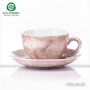 bo ly su uong cafe cappuccino dang thap 220ml van da hong